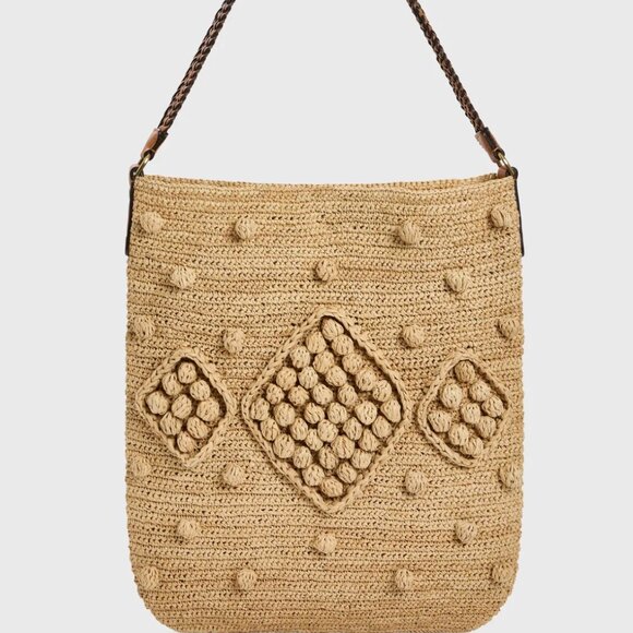 Raffia and Leather string bag - Hobo Raffia Bag - Picture 1 of 6
